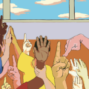 Illustration de couverture du numéro 595 des Cahiers pédagogiques, "Racismes et école".