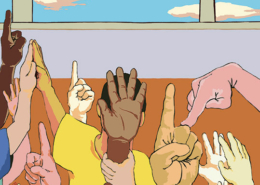 Illustration de couverture du numéro 595 des Cahiers pédagogiques, "Racismes et école".